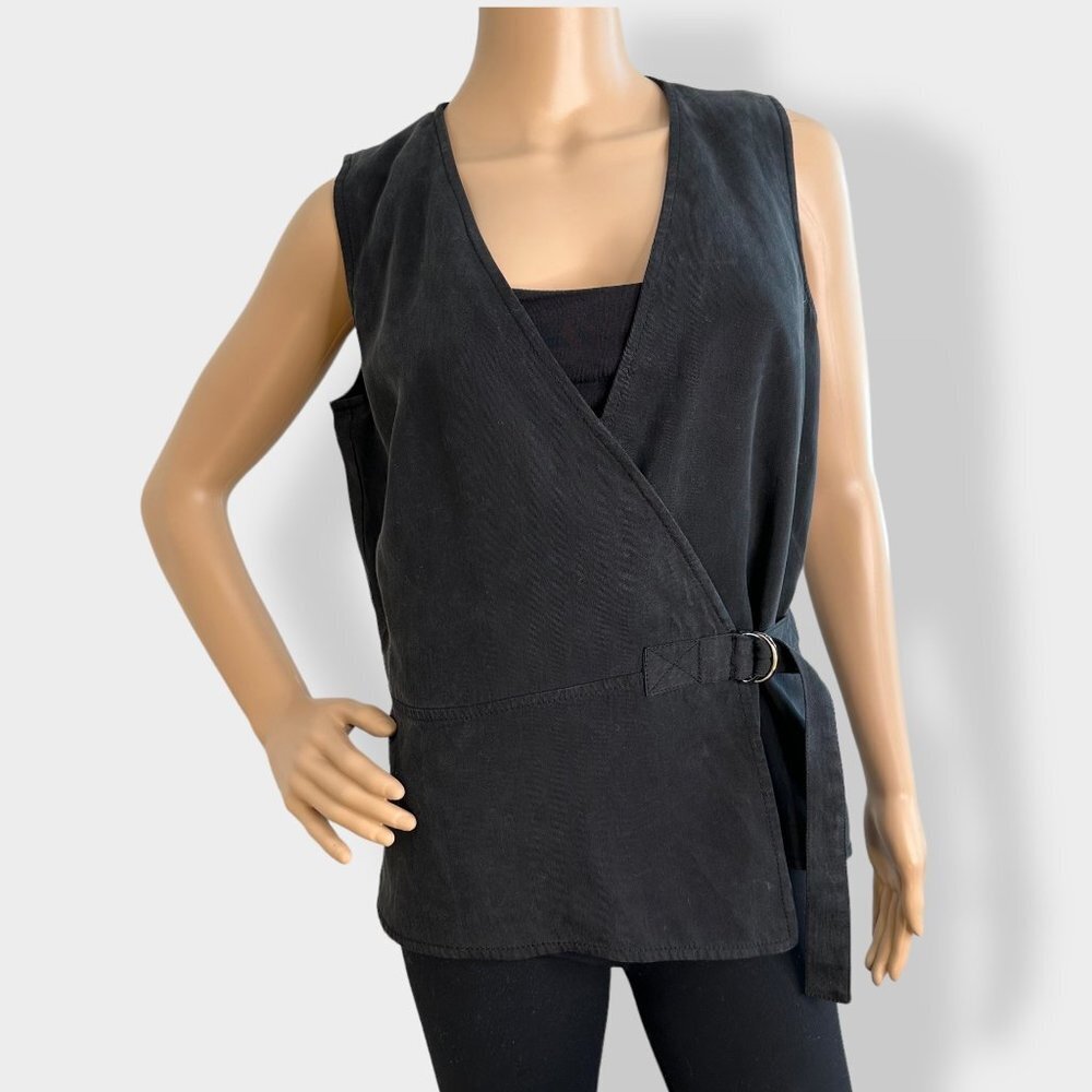 WORTH New York Black Wrap Front Vest